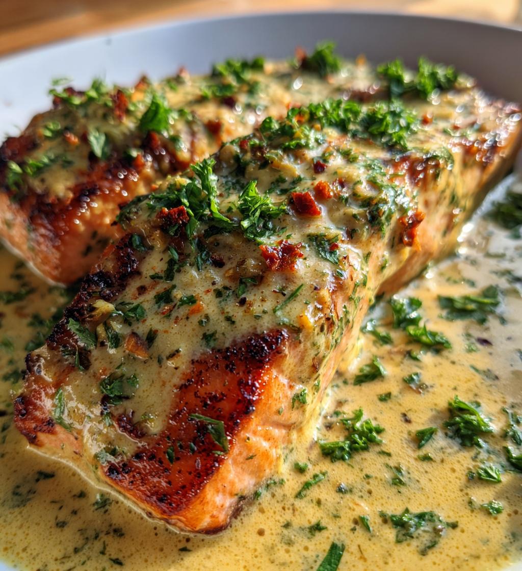 creamy garlic marry me salmon - detail 1