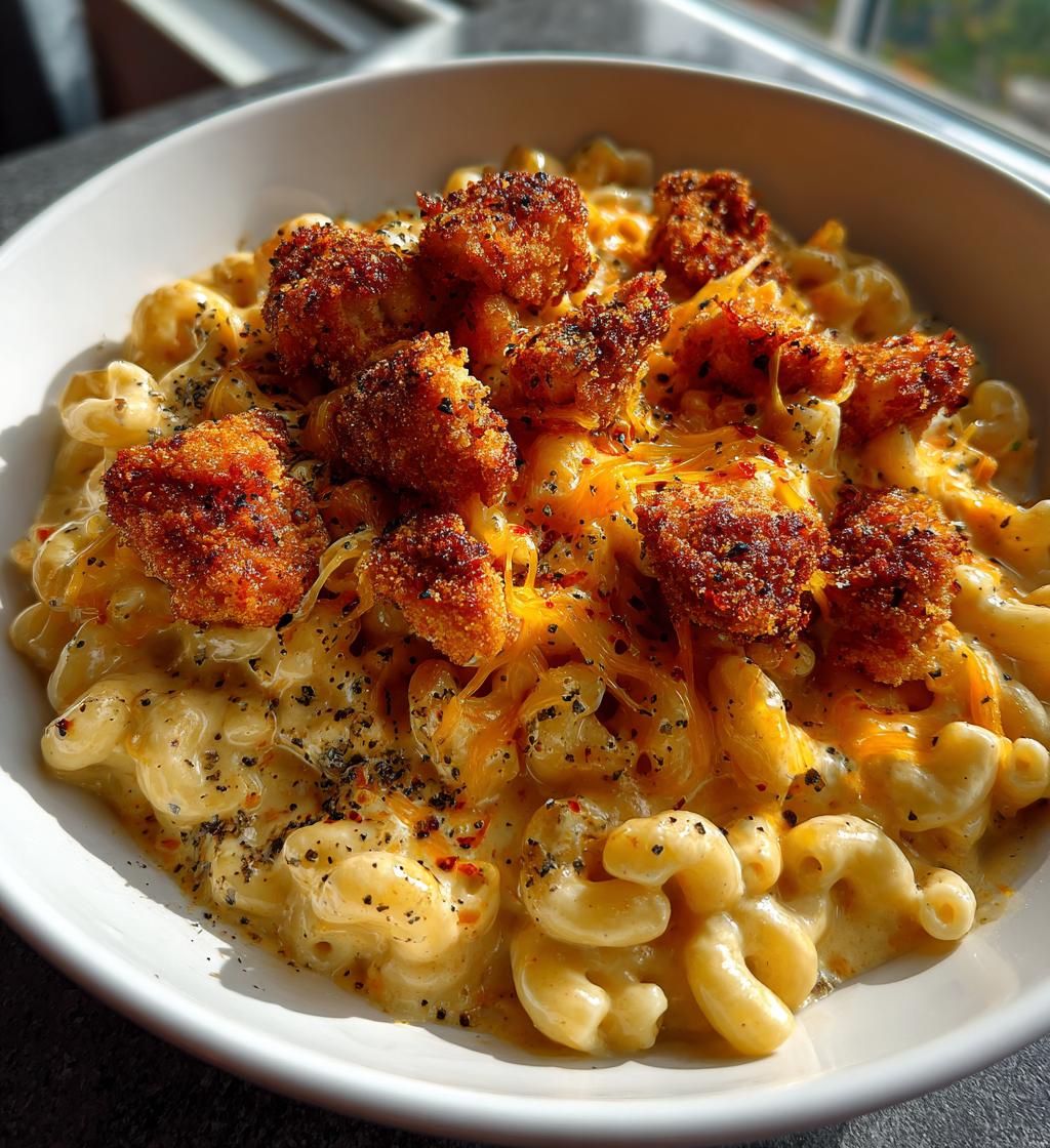 creamy honey pepper chicken mac and cheese recipe - detail 1