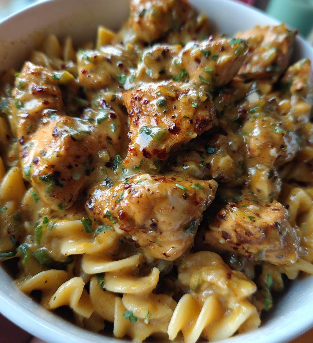 creamy jalapeno garlic chicken bites with twisted cheddar cajun pasta - detail 1