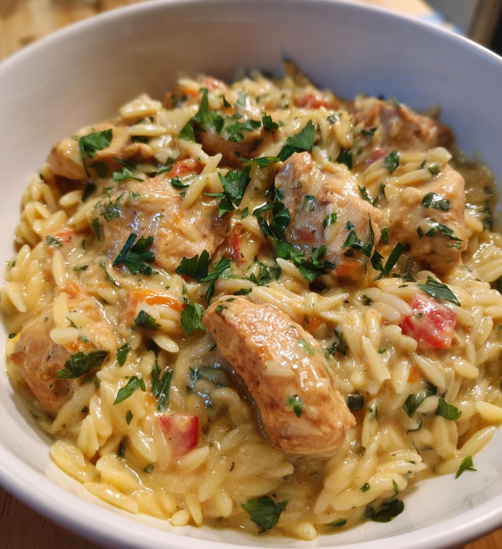 creamy parmesan chicken and orzo - detail 1