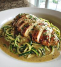 creamy pesto chicken breast zucchini noodles