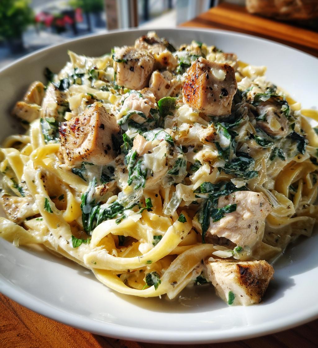 creamy spinach artichoke greek chicken alfredo recipe - detail 1