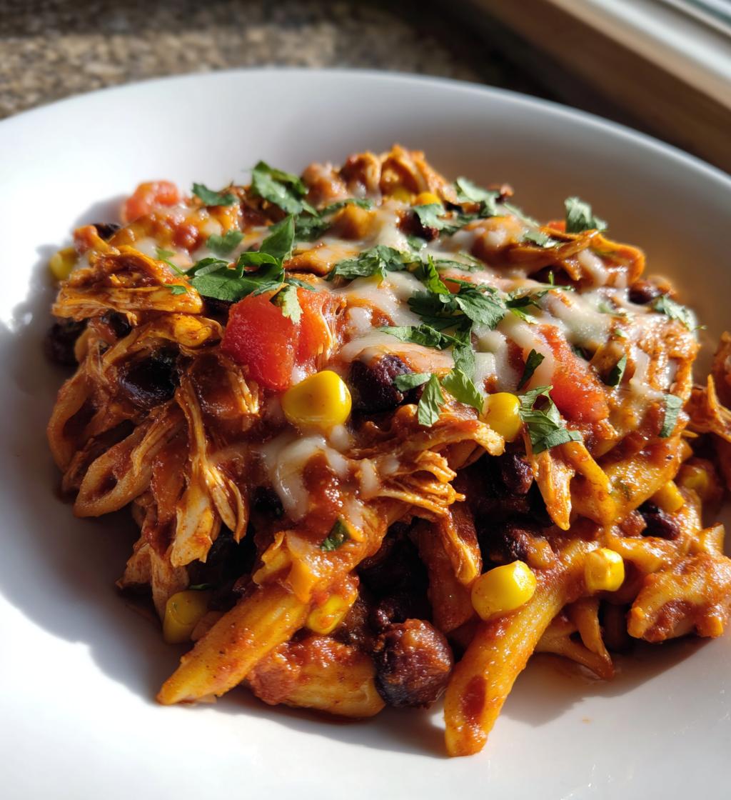 crockpot chicken enchilada pasta recipe - detail 1