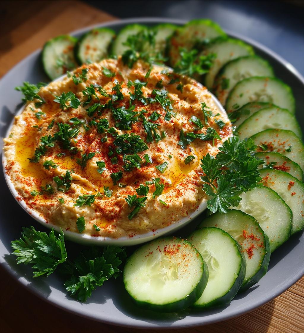 cucumber slices with hummus recipe - detail 1