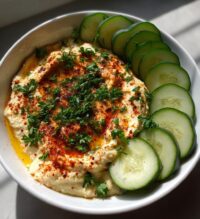 cucumber slices with hummus recipe
