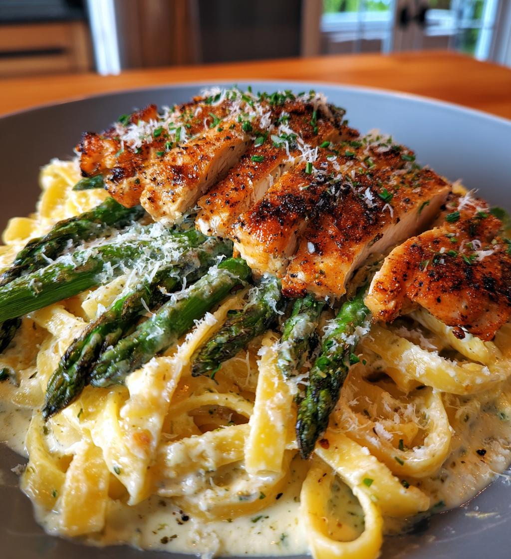 delicious greek chili chicken alfredo with smoked feta cream crispy parmesan asparagus - detail 1