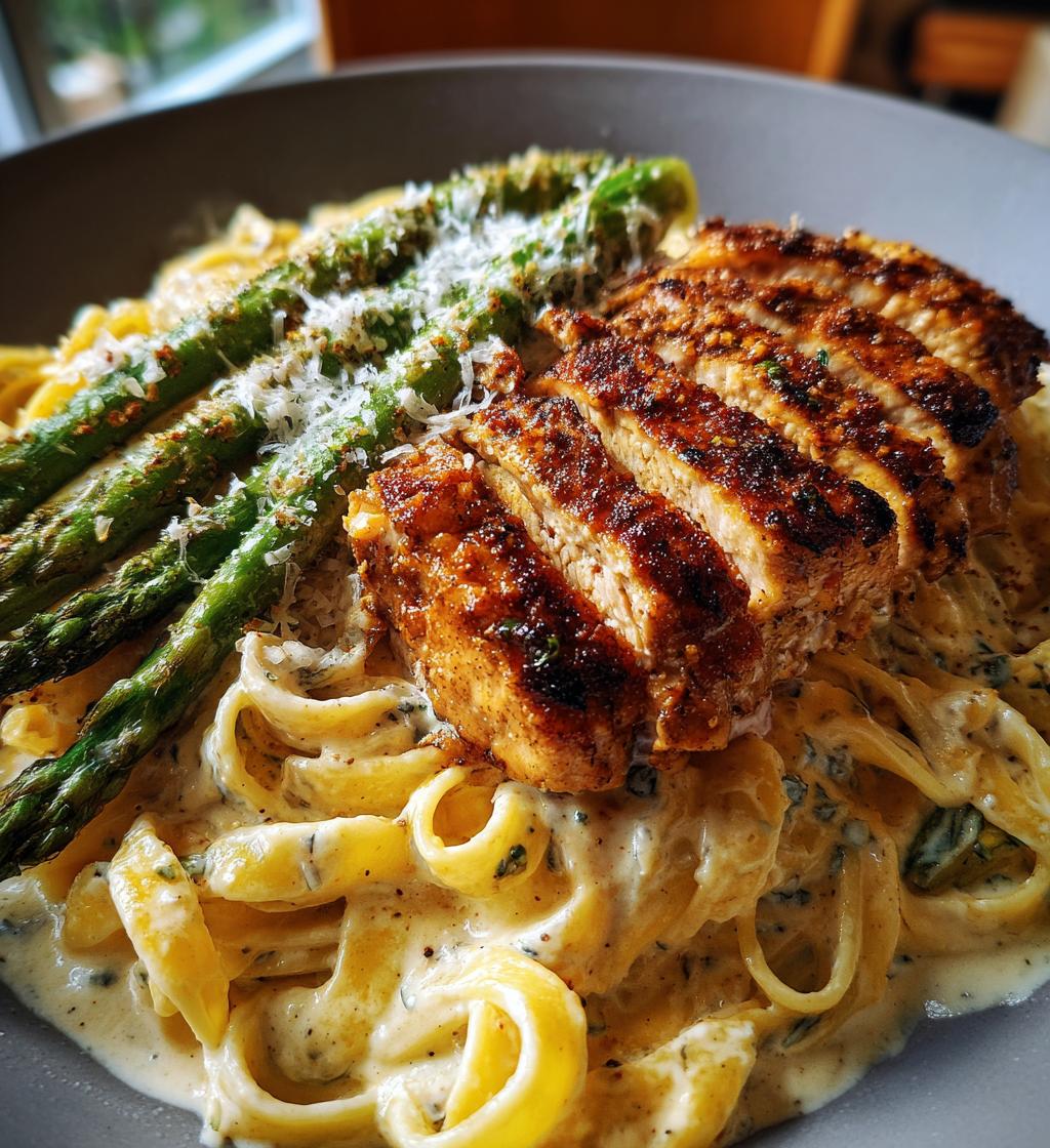delicious greek chili chicken alfredo with smoked feta cream crispy parmesan asparagus
