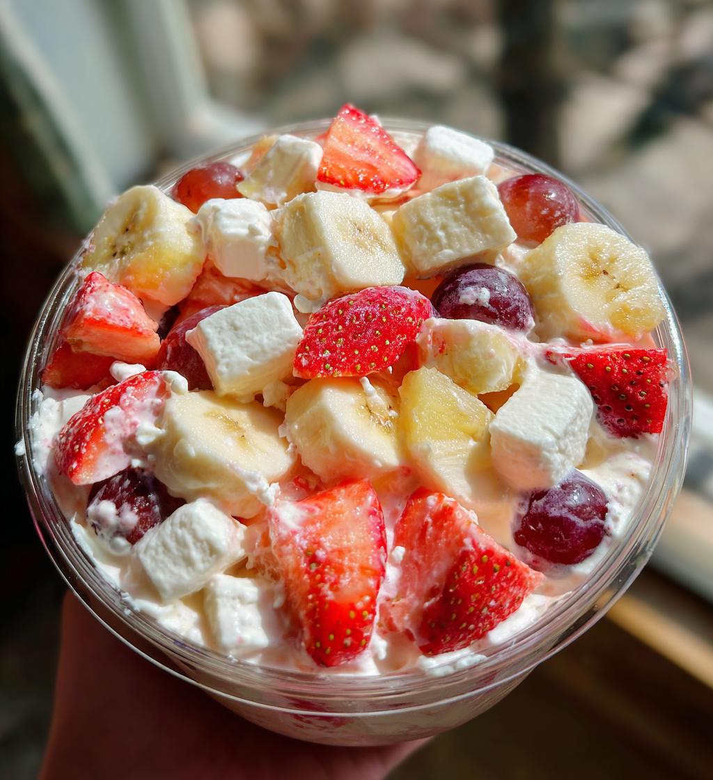 easter fruit fluff salad - detail 1
