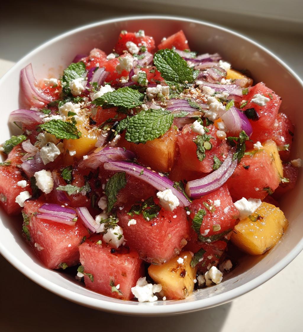 easy summer peach watermelon salad