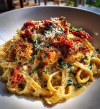 easy tuscan garlic chicken bites sun dried tomato cajun alfredo pasta recipe