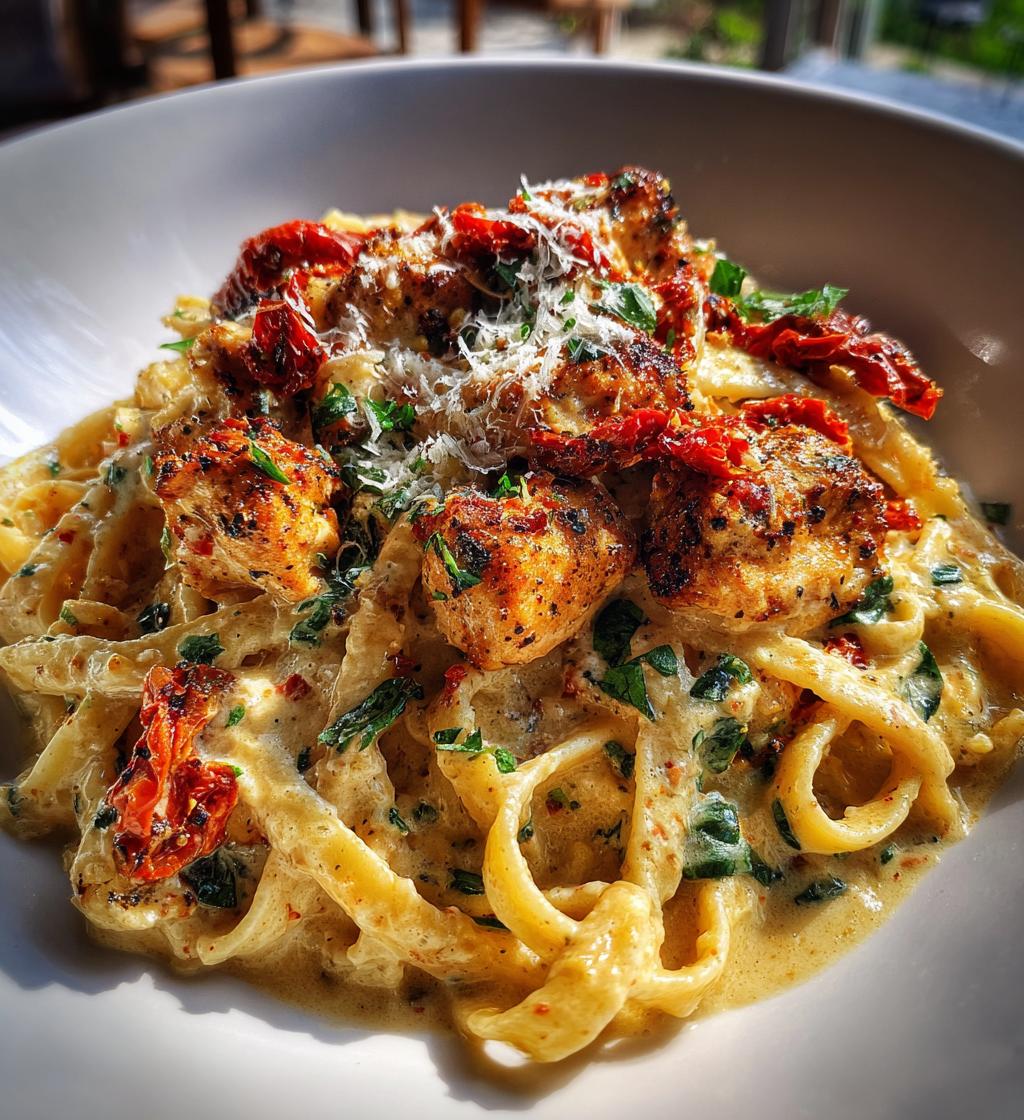 easy tuscan garlic chicken bites sun dried tomato cajun alfredo pasta recipe
