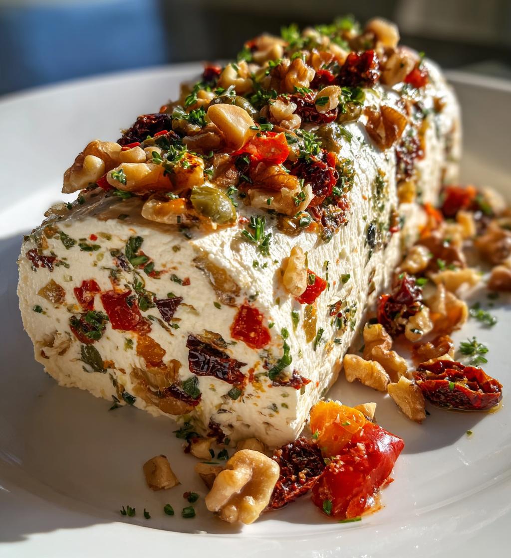 festive holiday antipasto cream cheese log 2 - detail 1