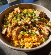 fiery chicken ramen with creamy garlic sauce recipe