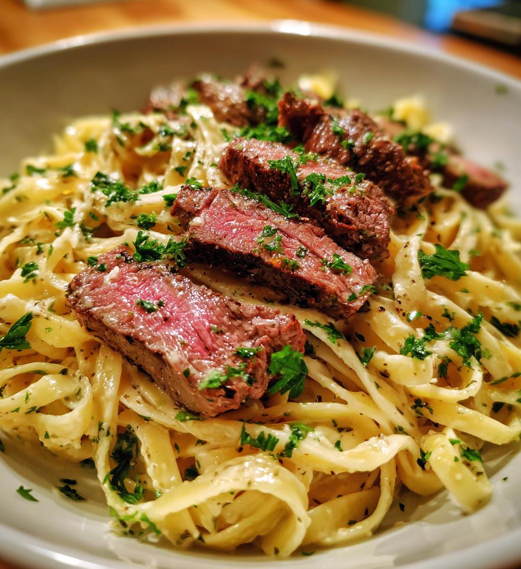 garlic steak pasta recipe - detail 1