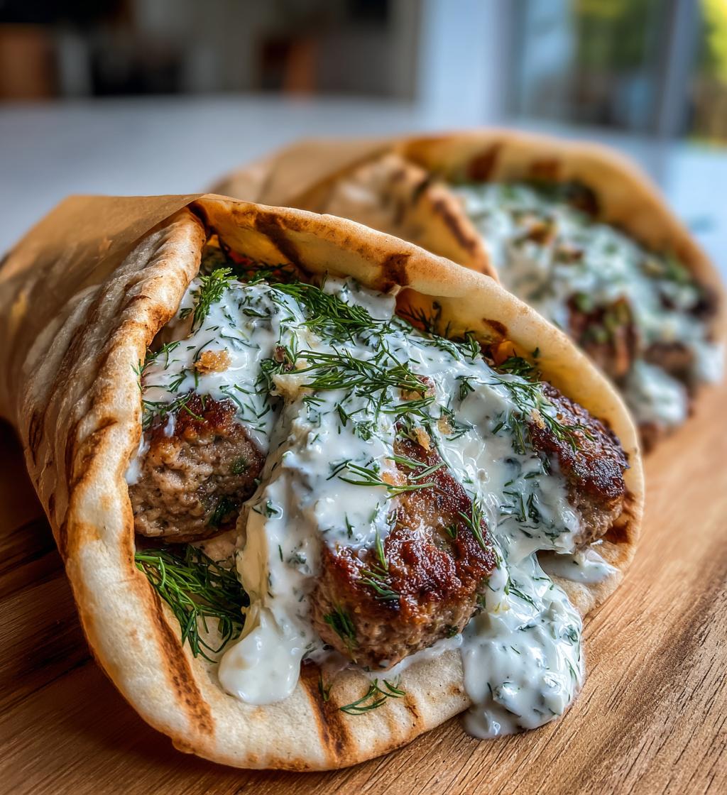 greek lamb pita wraps with homemade tzatziki - detail 1