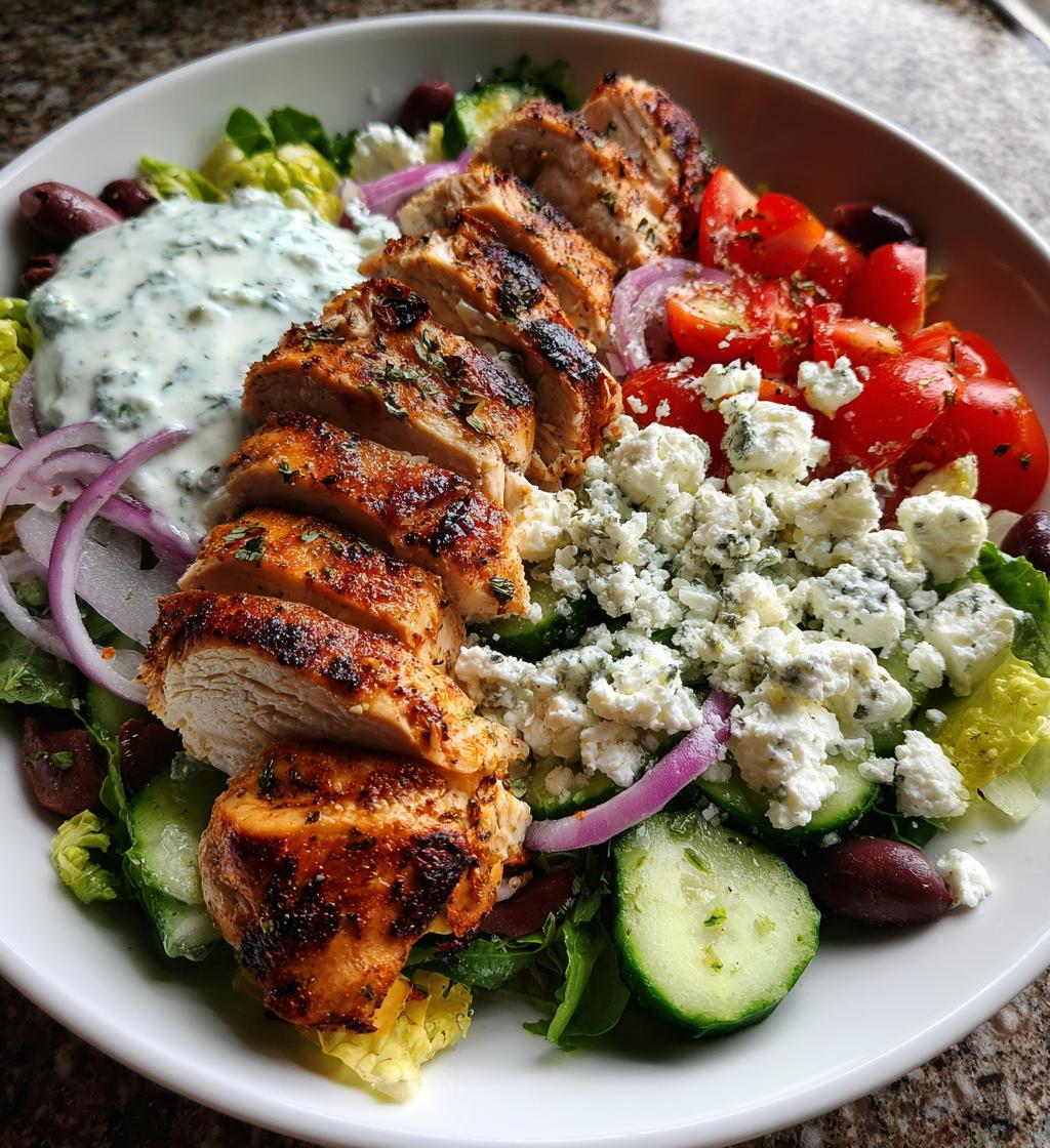 grilled chicken greek salad with tzatziki - detail 1
