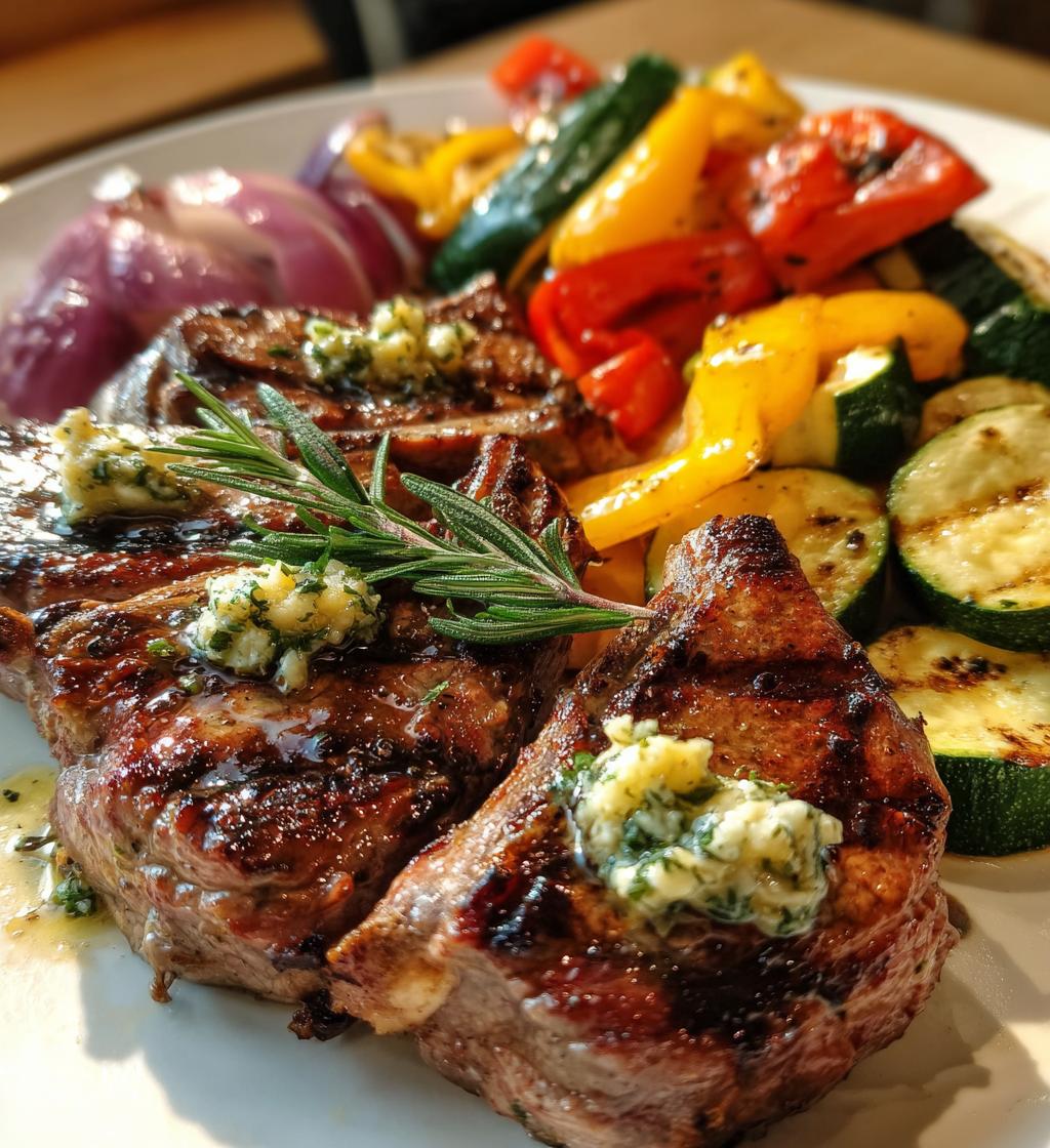 grilled lamb chops rosemary garlic butter roasted veggies