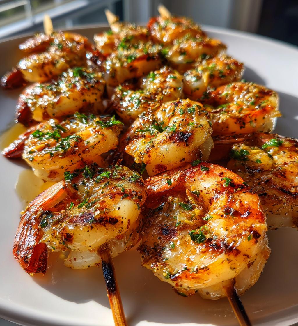 grilled shrimp skewers garlic lemon butter recipe