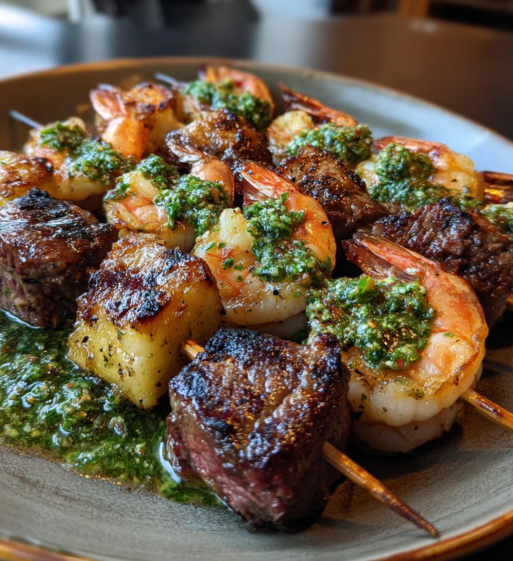 grilled surf turf skewers with chimichurri - detail 1