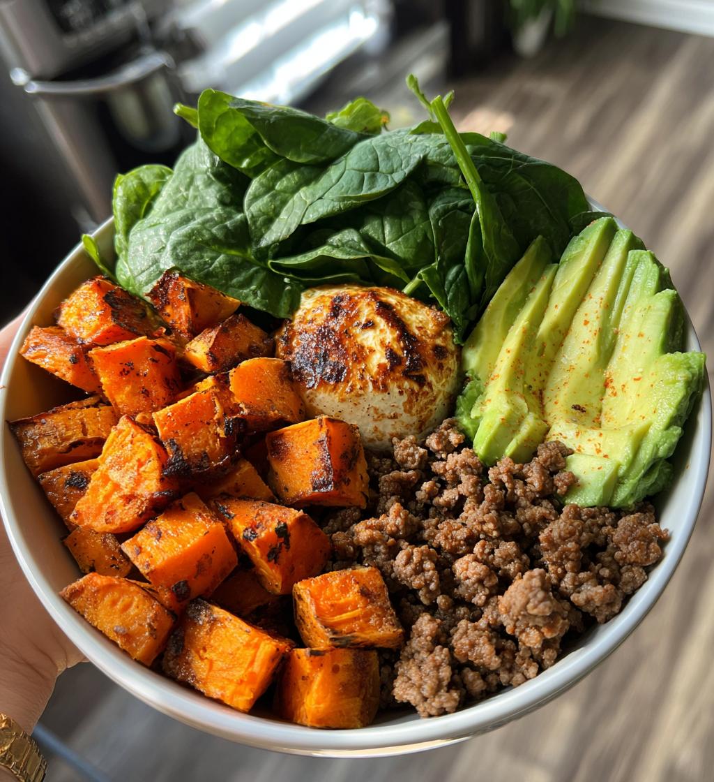 ground beef sweet potato power bowl - detail 1