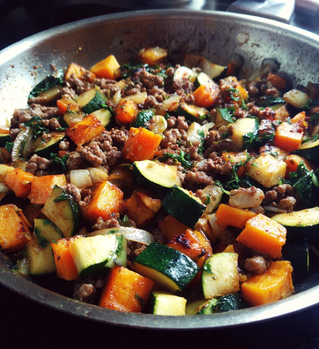 ground beef zucchini sweet potato skillet