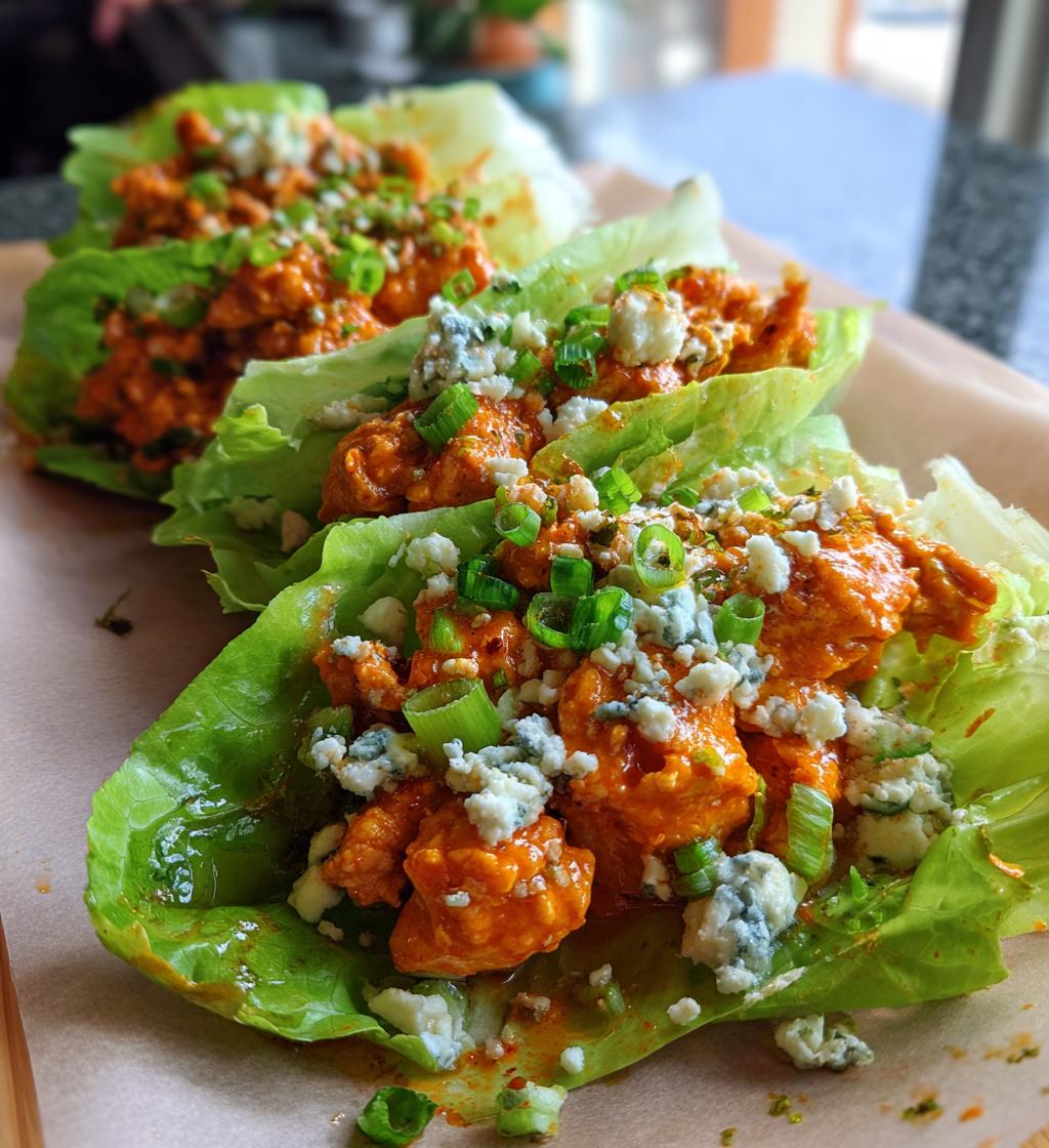 healthy buffalo chicken lettuce wraps recipe - detail 1
