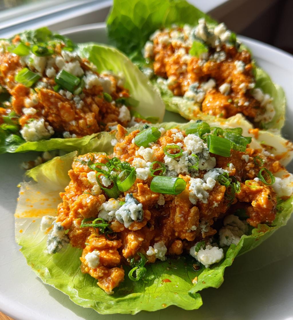 healthy buffalo chicken lettuce wraps recipe