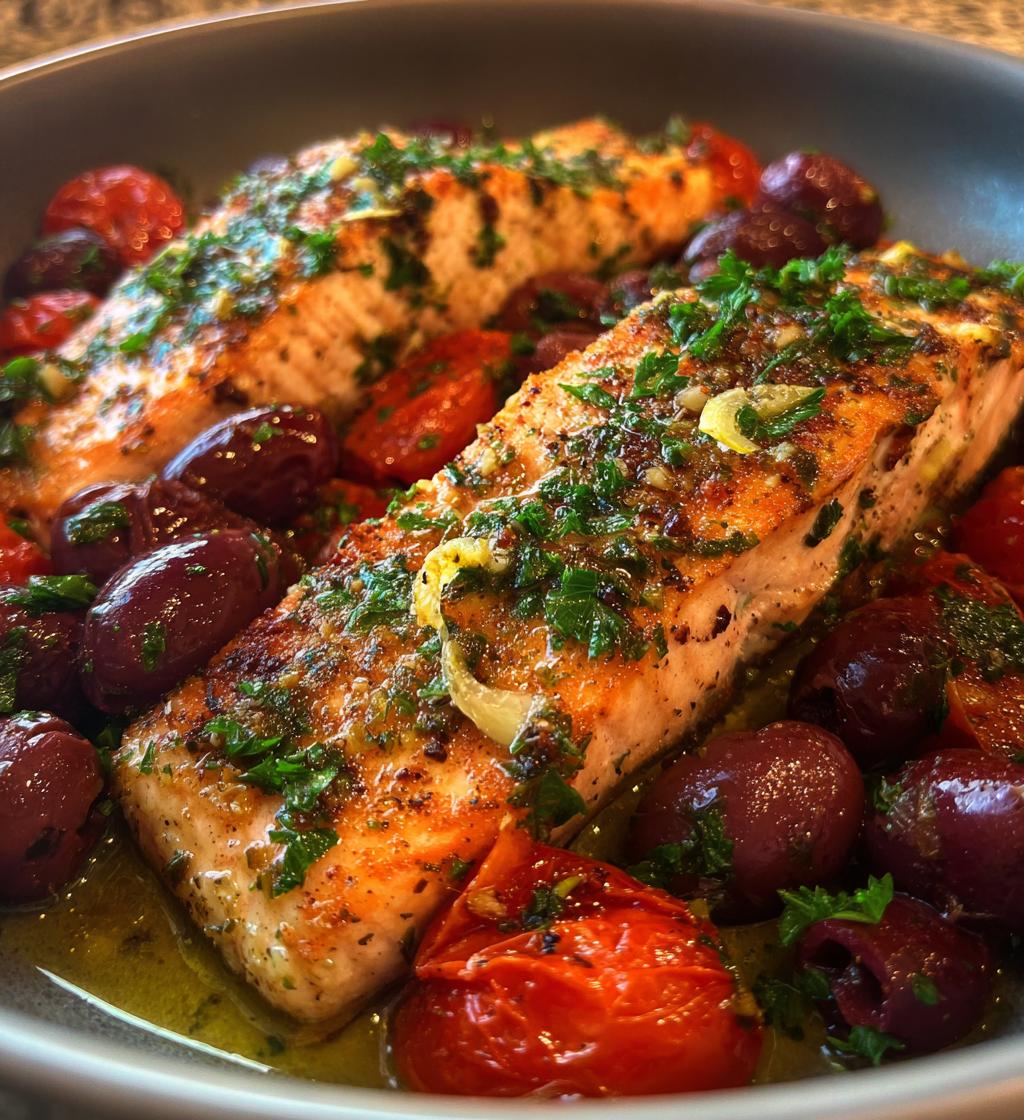 healthy mediterranean salmon dinner - detail 1
