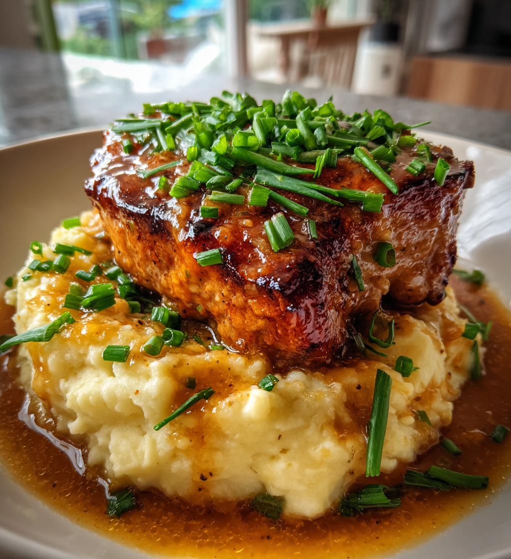 honey mustard pork chops mashed potatoes - detail 1