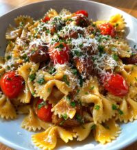 italian sausage with bow tie pasta