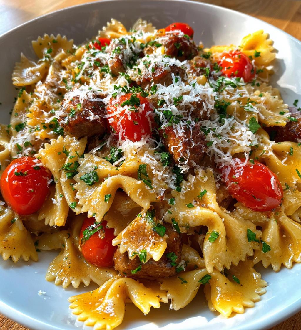 italian sausage with bow tie pasta