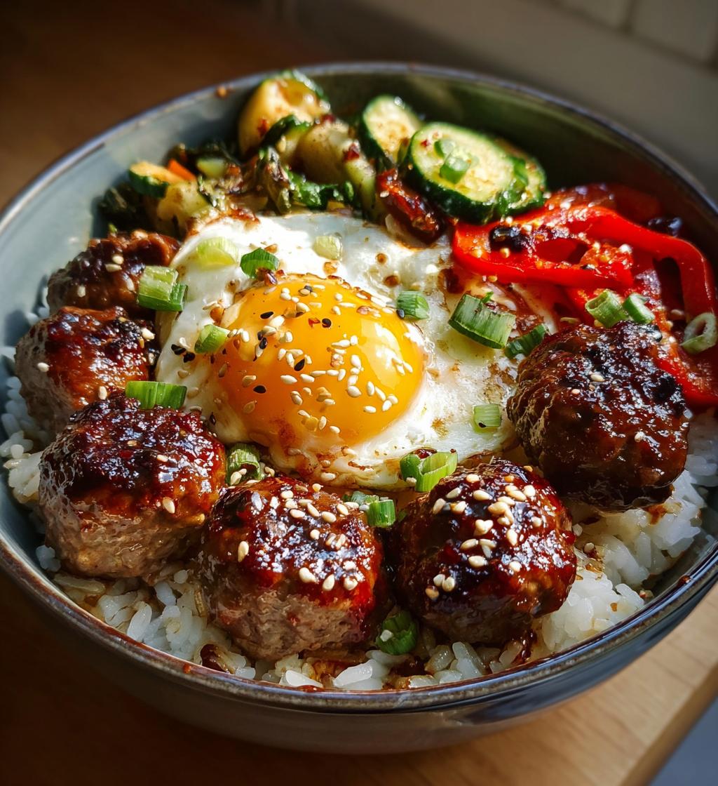korean bbq meatball rice bowls - detail 1