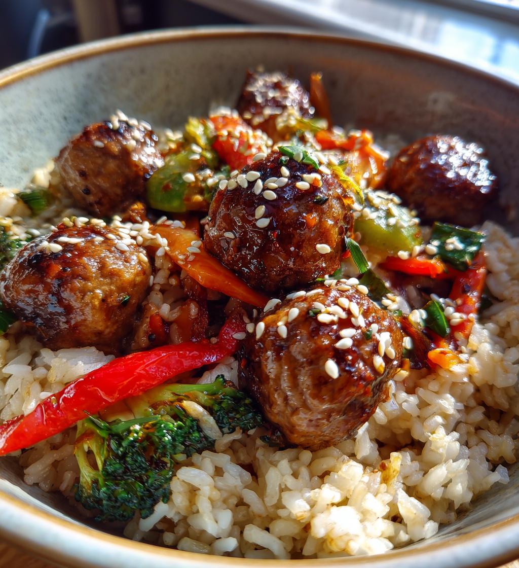 korean bbq meatball rice bowls