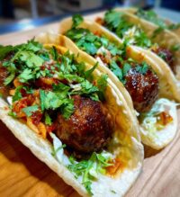 korean bbq meatball tacos