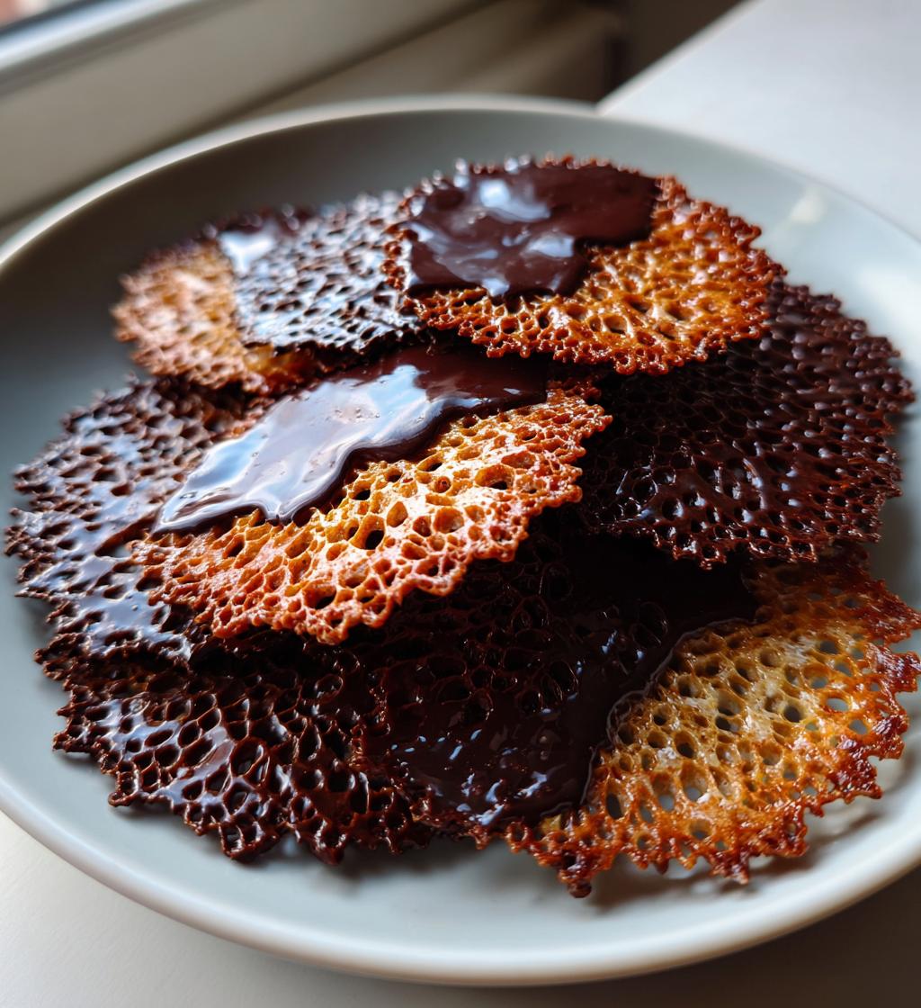 lace cookies with chocolate - detail 1