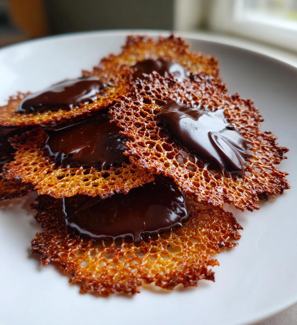 lace cookies with chocolate
