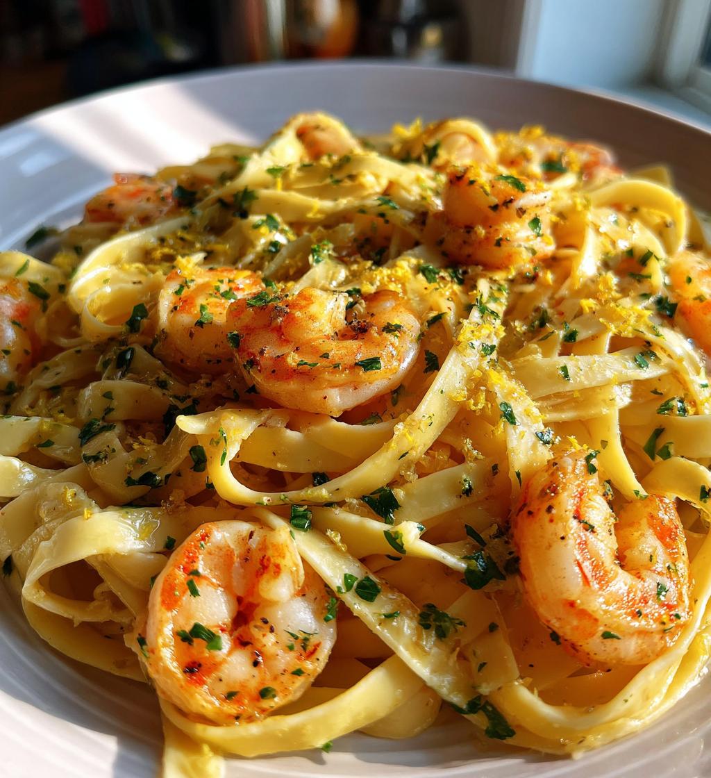 lemon butter pasta with shrimp recipe - detail 1
