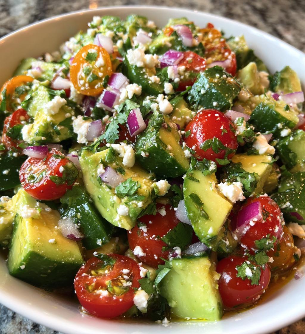 loaded cucumber avocado salad recipe - detail 1