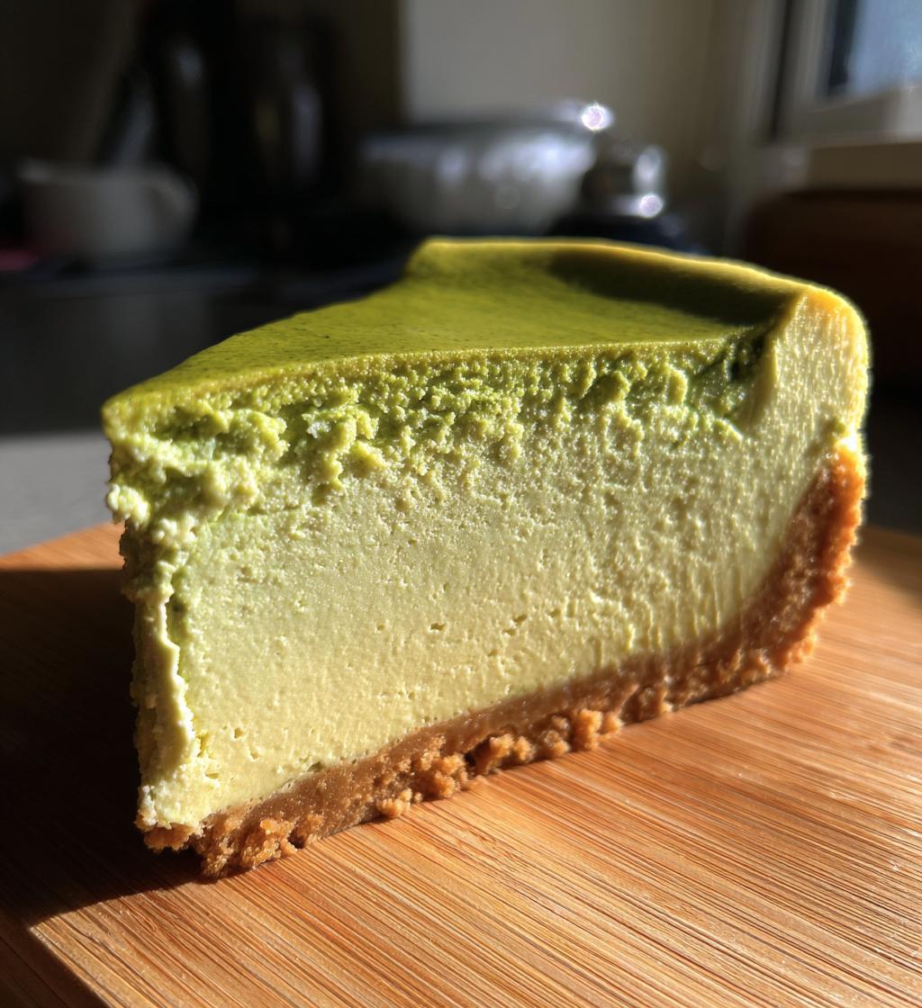 matcha cheesecake recipe creamy green tea dessert - detail 1