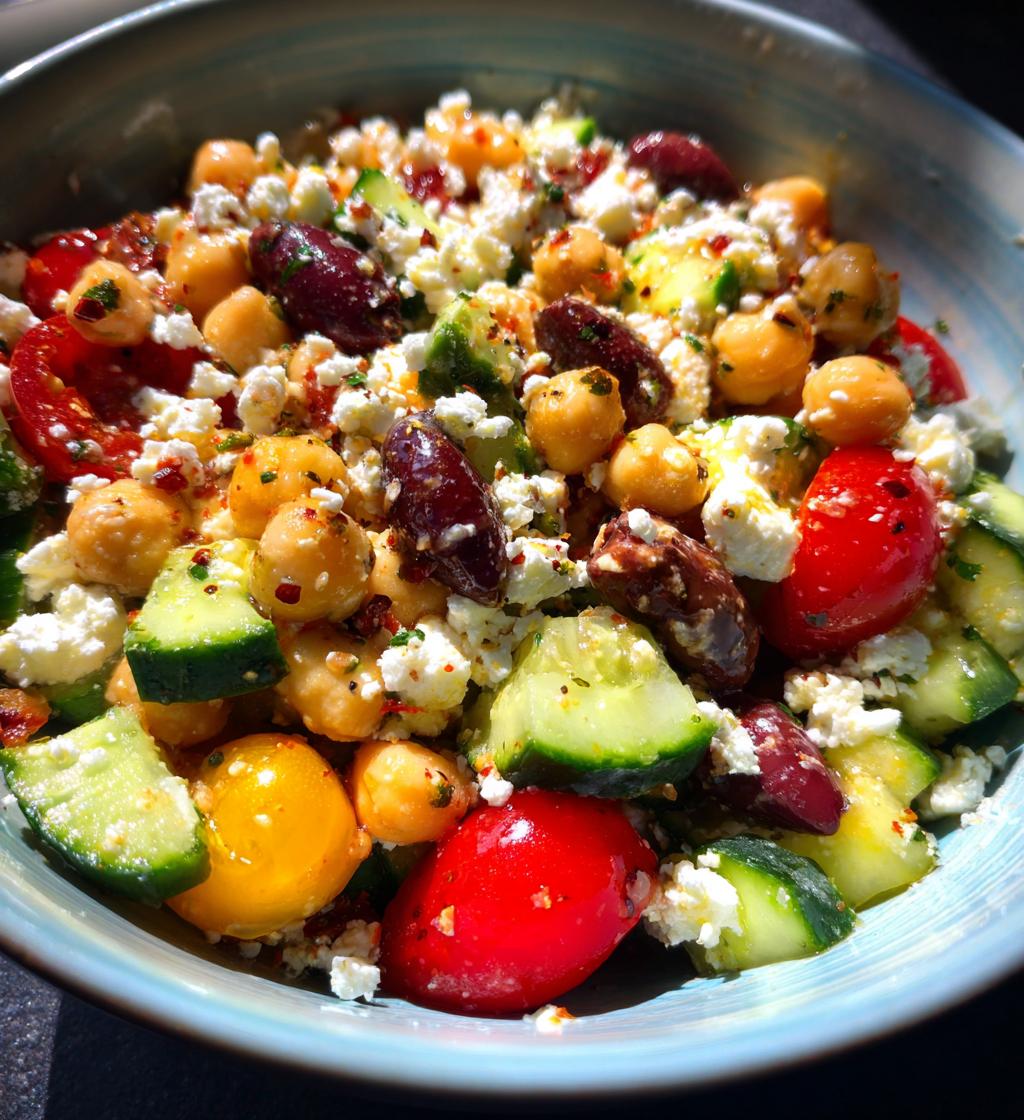 mediterranean chickpea salad feta olives recipe - detail 1