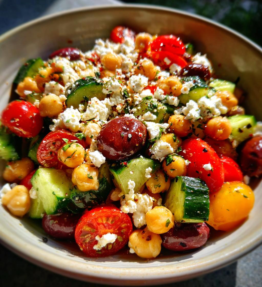mediterranean chickpea salad feta olives recipe