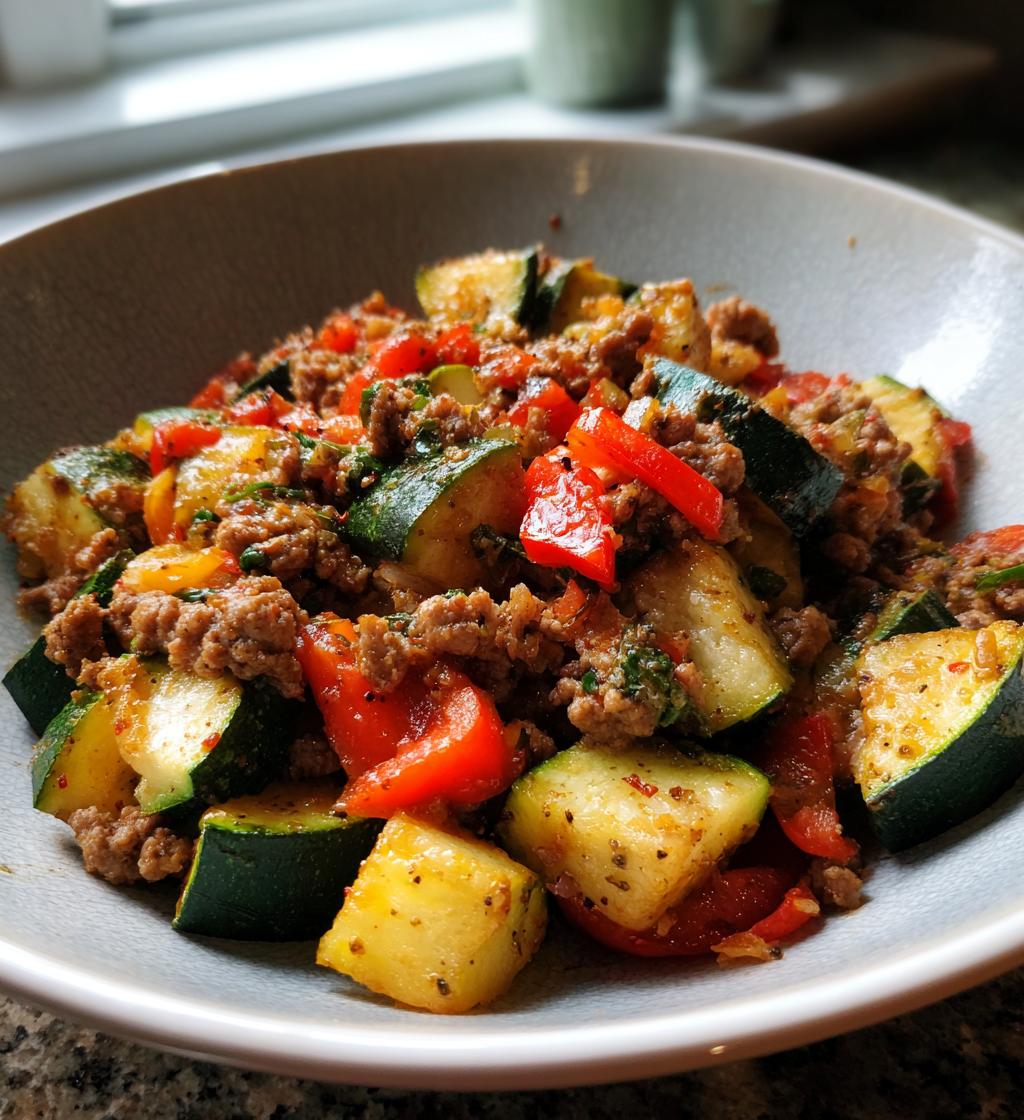 mediterranean ground beef and veggie stir fry - detail 1