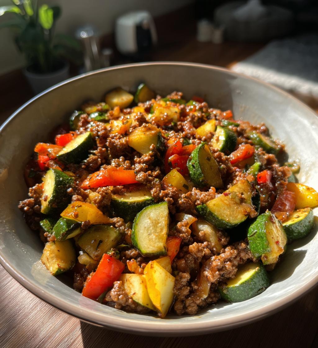 mediterranean ground beef and veggie stir fry