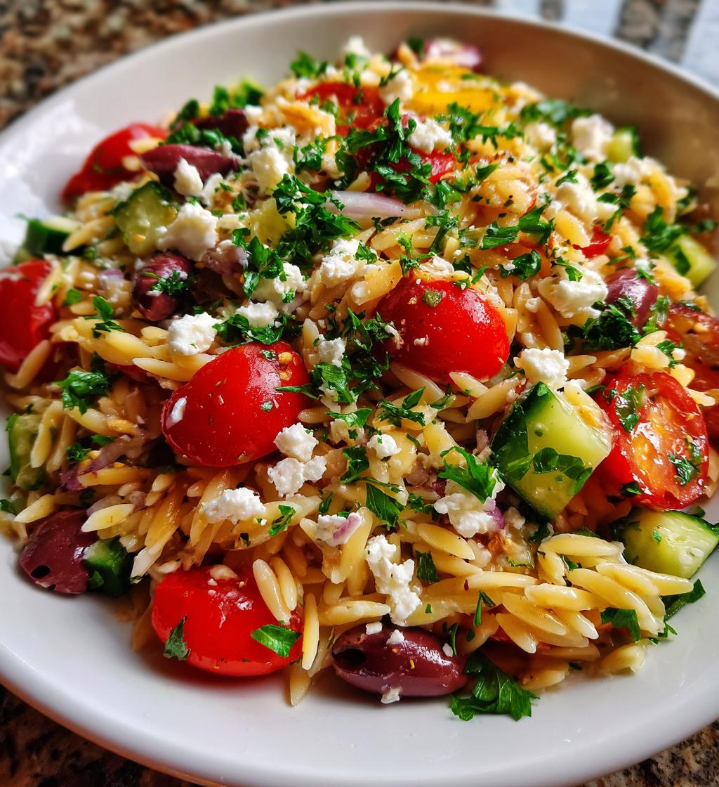 mediterranean orzo pasta salad - detail 1