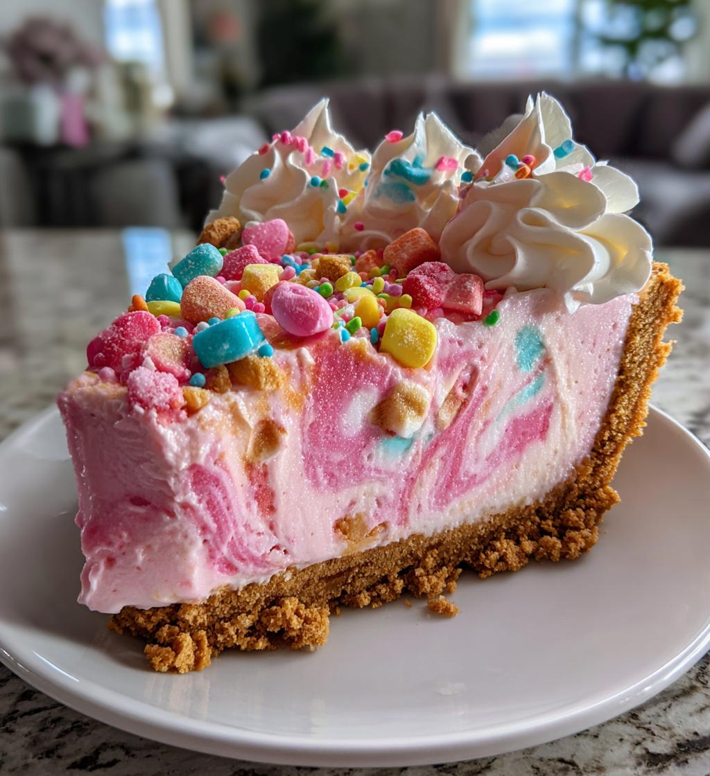 no bake pink paradise candy cheesecake - detail 1