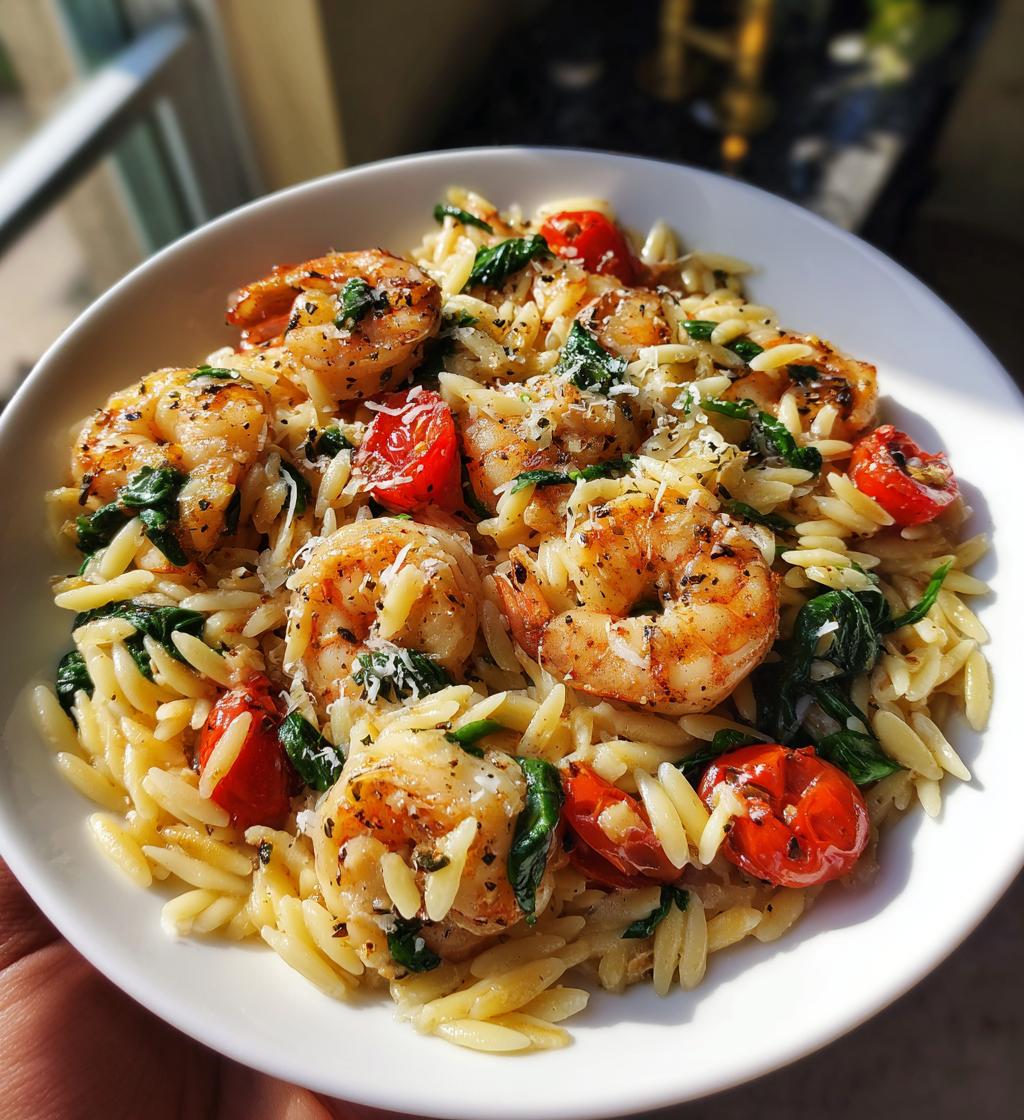one pot marry me shrimp and orzo pasta - detail 1
