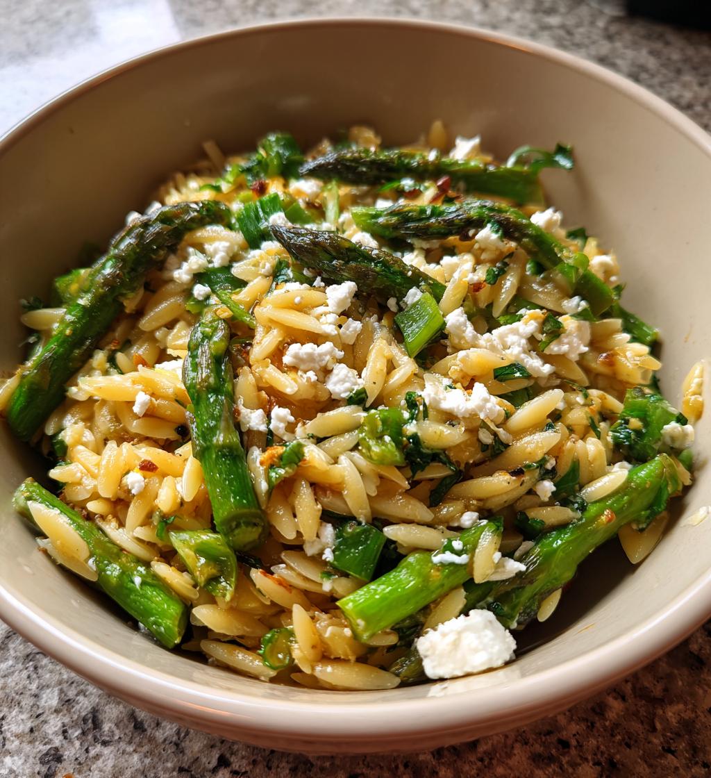 orzo with asparagus feta - detail 1