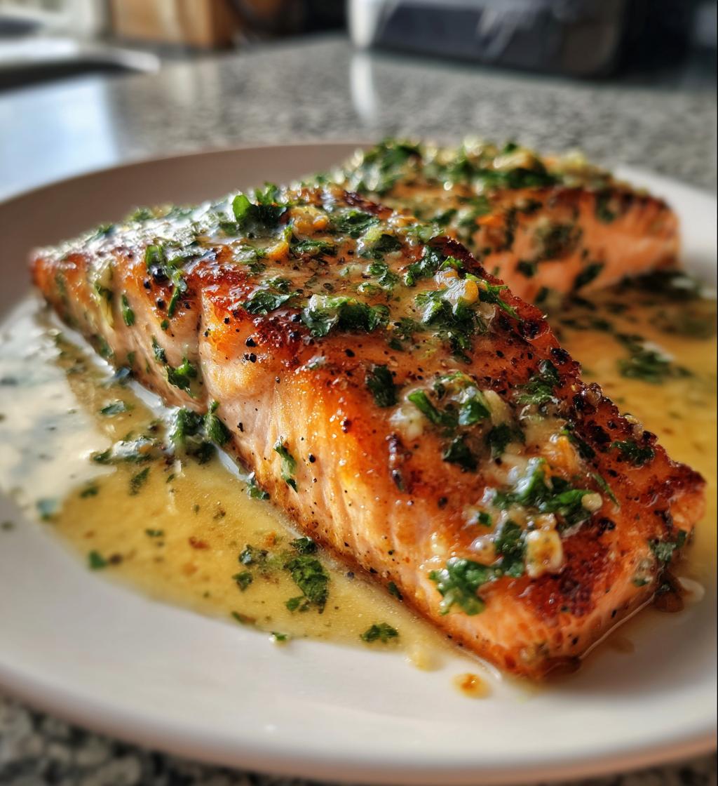 pan fried salmon with garlic butter sauce