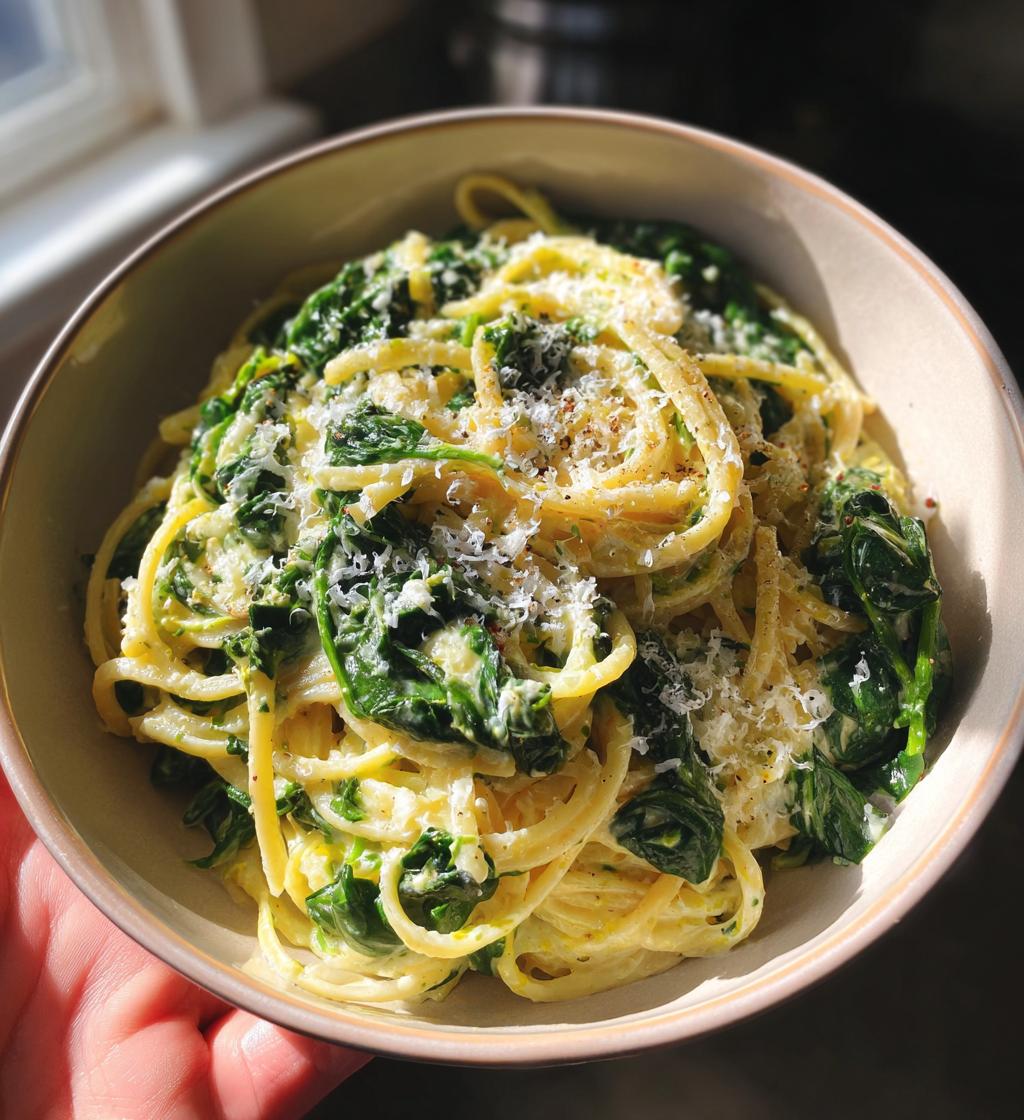 pasta with spinach and lemon cream sauce recipe - detail 1