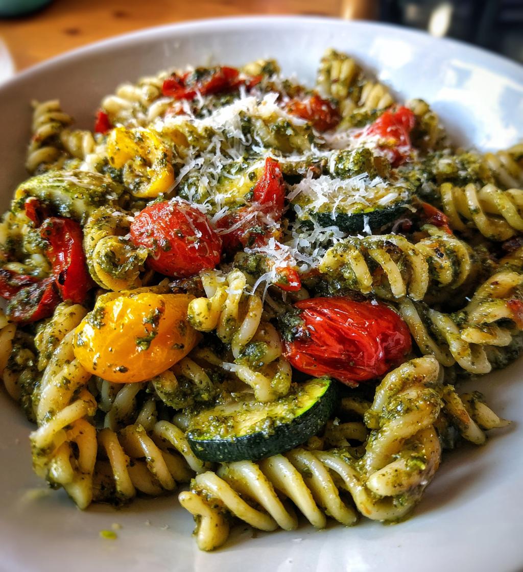 pesto pasta with roasted veggies recipe - detail 1